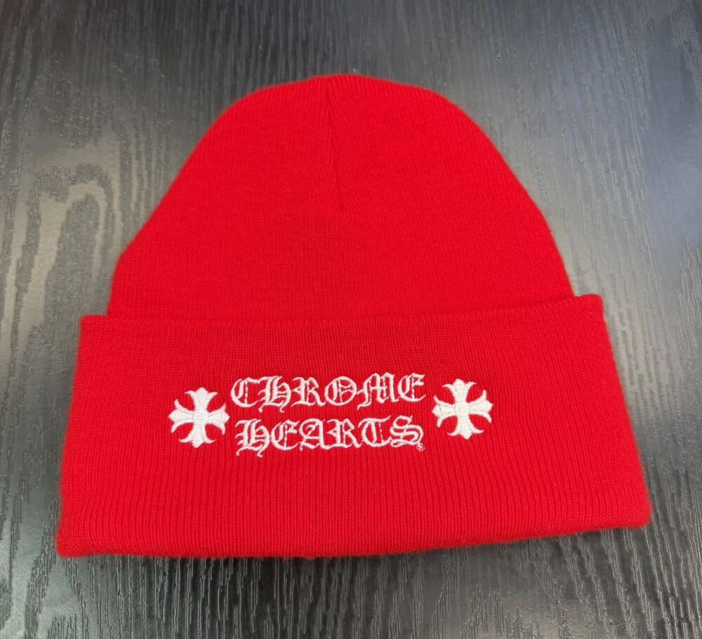 Chrome Hearts Logo Red Beanie